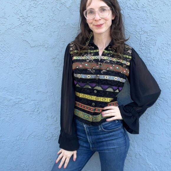 90s The Limited Blouse Size Small Bohemian Maximalist - Picture 1 of 10